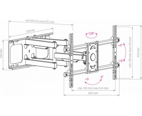 TV кронштейн Arm media PARAMOUNT 70 black 10199 – изображение 10