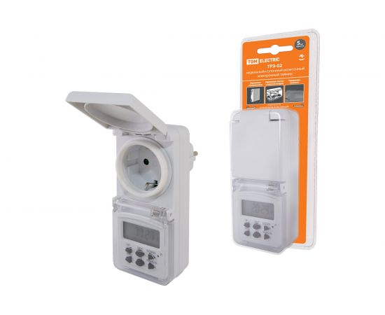 Розеточный таймер TDM ТРЭ-02-1 мин/7дн-10on/off-8А-IP44 недельный, защита от влаги SQ1506-0005 