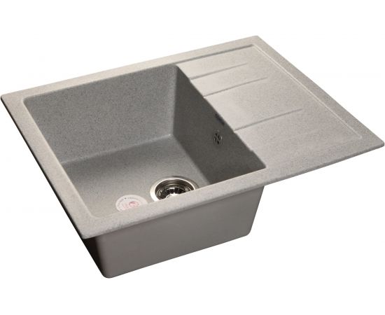 Мойка GRANFEST QUADRO GF-Q-650L мрамор, чаша с крылом, 650х500 мм, серый Q-650 L сер 