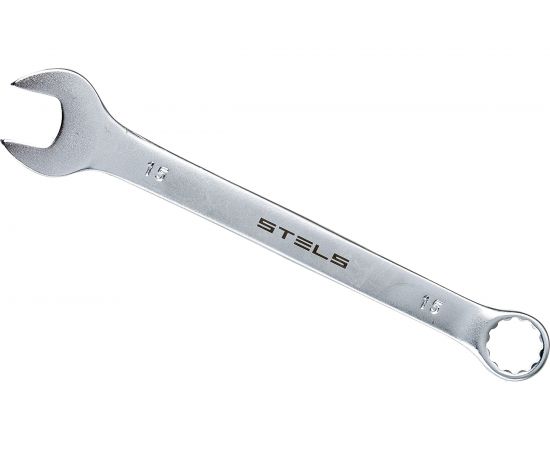 Комбинированный ключ, 15 мм, CrV, матовый хром STELS 15212 