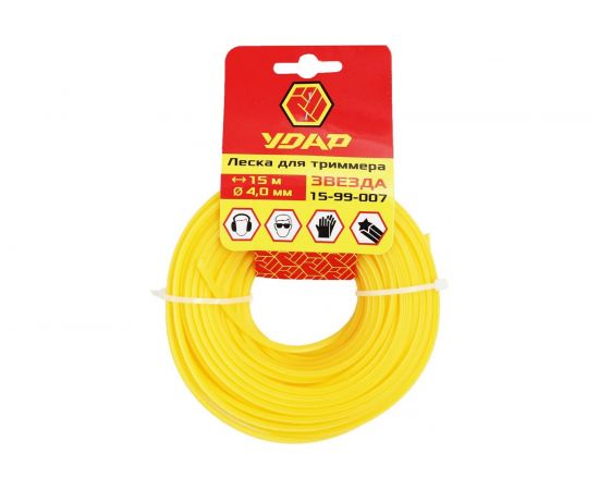 Леска (15 м; звезда; 4 мм) для триммера УДАР 15-99-007 