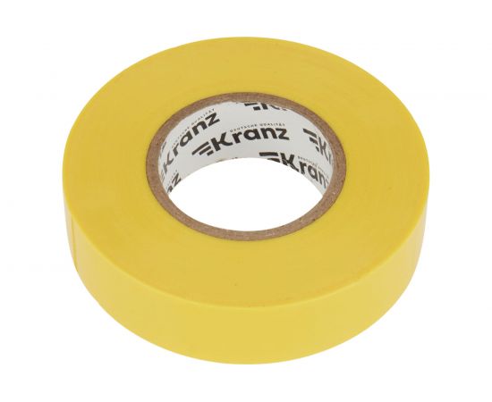 Профессиональная изолента ПВХ KRANZ 19 мм х 20 м, 0.18 мм, желтая KR-09-2802 – изображение 3