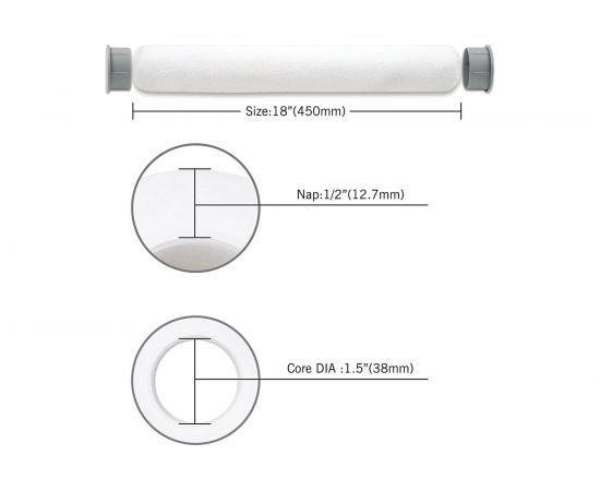 Малярный валик Rollingdog большой 450 мм, микрофибра, ворс 12,7 мм, диаметр 38 мм 00359 – изображение 3