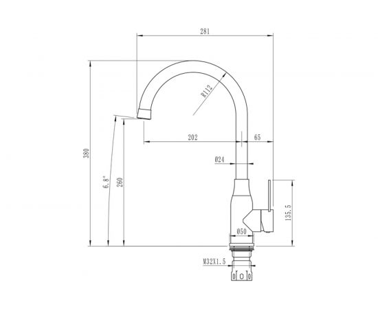Смеситель для кухни Mixline трубчатый излив 35k MLSS-0321 536275 – изображение 3