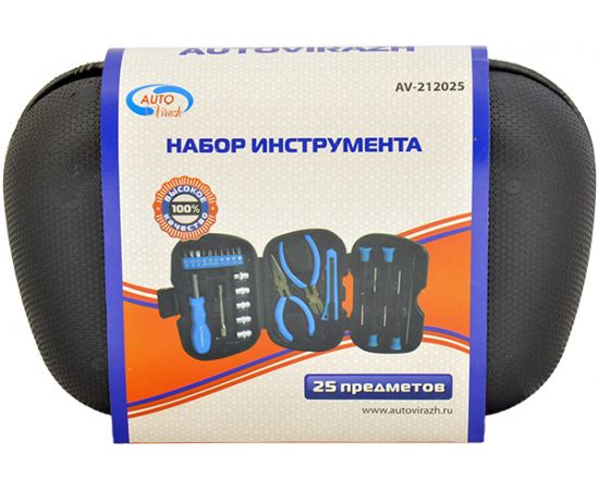 Набор инструмента 25 предметов 1/4DR, CrV AUTOVIRAZH AV-212025 – изображение 3