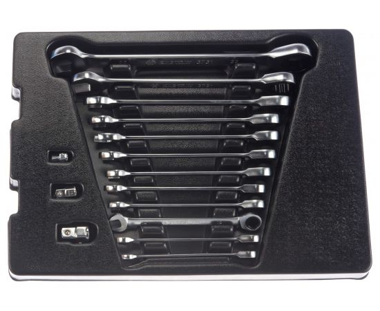 Набор трещоточных комбинированных ключей (ложемент, 15 предметов) KING TONY 9-10115MR – изображение 5