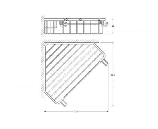 Угловая полочка-решетка с крючками FBS 23 cm хром RYN 005 – изображение 6