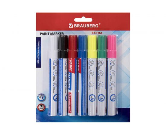 Лаковый маркер-краска BRAUBERG EXTRA paint marker 4 мм, набор 7 цветов, 152001 – изображение 6