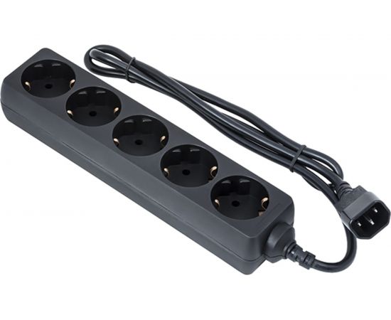 Удлинитель ExeGate для ИБП SPU-5-0.5B 5 евро с заземлением 0.5м вилка C14.UPS черный 221200 
