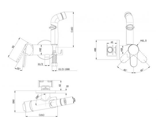 Встраиваемый смеситель с гигиеническим душем D&K DK Rhein.Marx хром DA1394581 – изображение 2