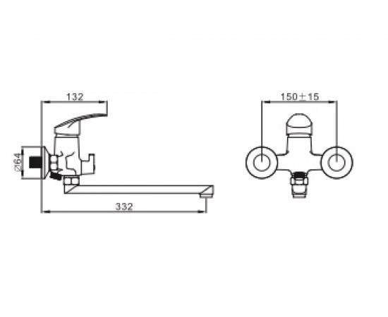 Универсальный смеситель Эверест с плоским прямым изливом и переключателем для душа B22-022 – изображение 2