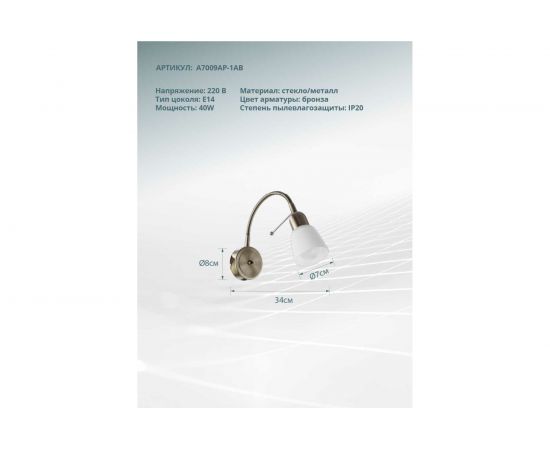 Настенный светильник Arte Lamp A7009AP-1AB – изображение 3