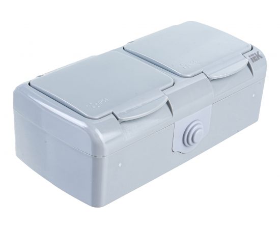 2-ая розетка IEK AQUATIC РСш22-2-А с заземляющим контактом, открытой установки, 16А, IP54 ERA22-K03-16-54 – изображение 3