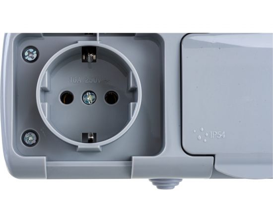 2-ая розетка IEK AQUATIC РСш22-2-А с заземляющим контактом, открытой установки, 16А, IP54 ERA22-K03-16-54 – изображение 4