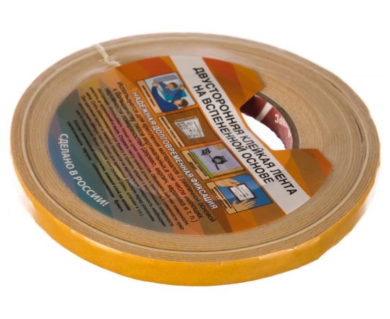 Монтажная клейкая лента на вспененной основе КУРС белая, 12мм х 10м 11782 – изображение 5