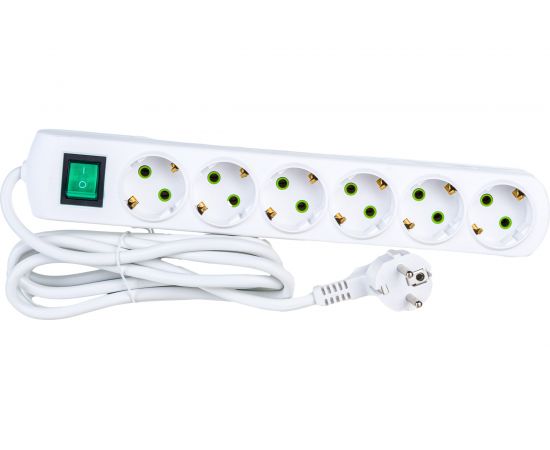 Удлинитель Lezard LETITIA с заземлением 6 входа 3 метра с выключателем 721-0603-602 