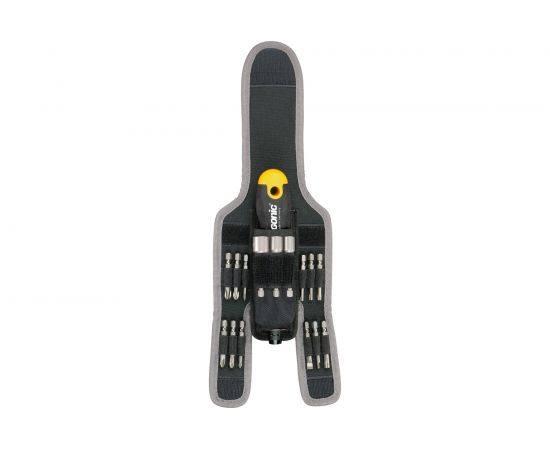 Трещотка Felo Ergonic K 1/4, поворотная, с набором бит в чехле, 16 предметов 06071604 