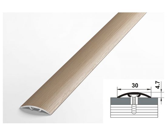 Порог прямой алюминиевый ЛУКА (30 мм, 1,8 м, ламинированный, Дуб арктик) УТ000008790 