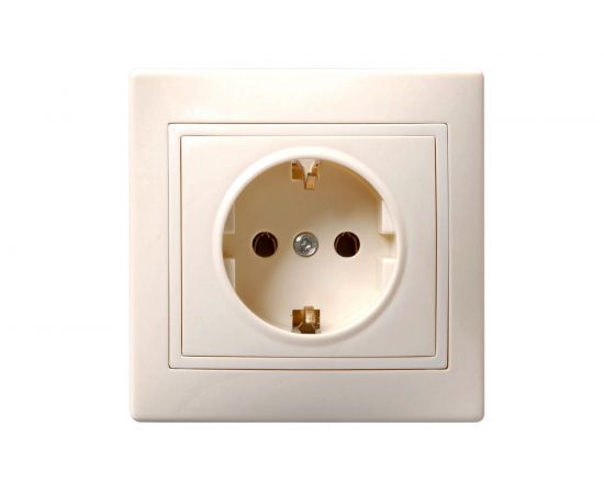 1местная розетка IEK КВАРТА с заземлением, в сборе, без шторок, кремовый ERK14-K33-16-DM 