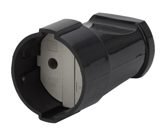 Кабельная розетка ЭРА Rx1-B Rx1 б/з прямая 10A черная Б0039681 
