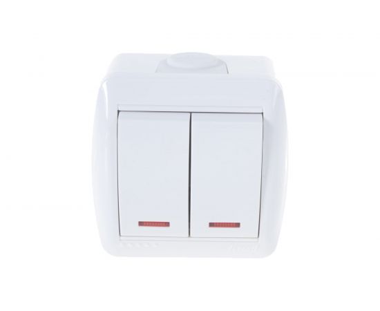 Двойной выключатель Lezard NATA с подсветкой, белый 710-0200-112 