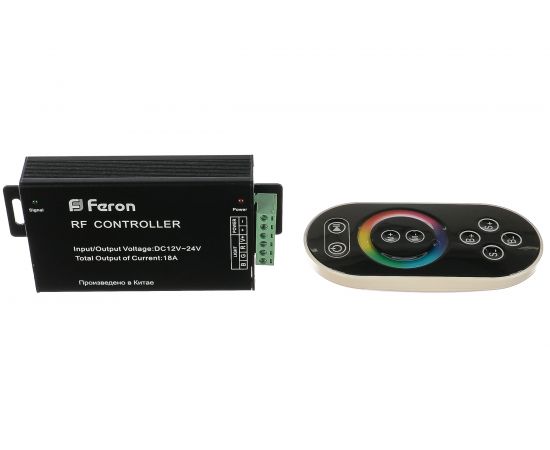 Контроллер для светодиодной ленты FERON с ПУ черный, 18А12-24V, LD55, 21557 