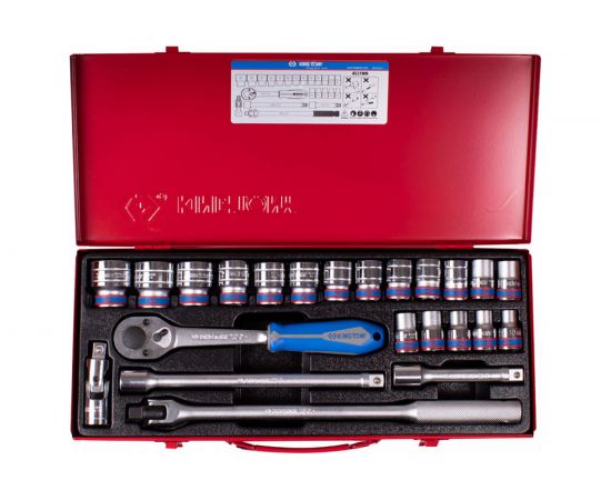 Набор торцевых головок с принадлежностями KING TONY 1/2"", шестигранные, 10-32 мм, 4531MR 