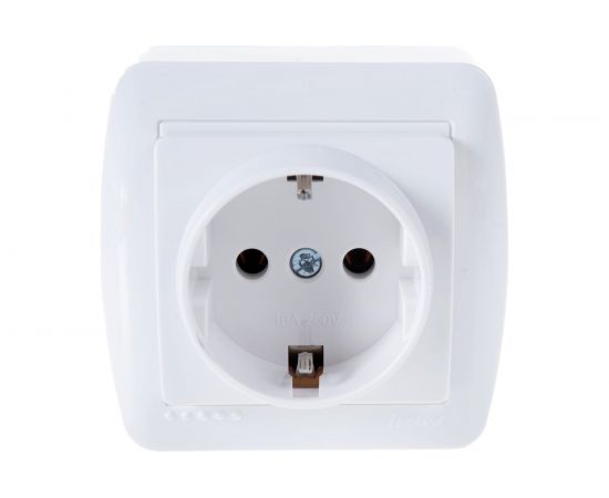 Розетка Lezard DEMET, с заземлением, белый 711-0200-122 
