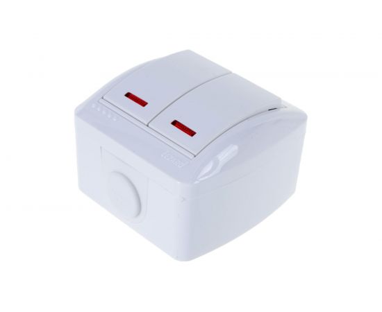 Двойной выключатель Lezard NATA с подсветкой, белый 710-0200-112 – изображение 2