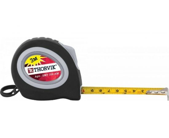 Рулетка с магнитным захватом и автостопом, в обрезиненном корпусе THORVIK SMT316AM 52390 – изображение 2