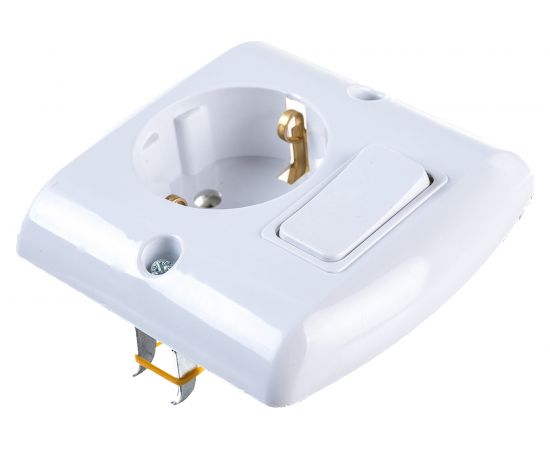 Розетка с заземлением NE-AD 16A, 250В и выключателем 10А*250В,IP20 Белый,1/25/250, 1015-A – изображение 3