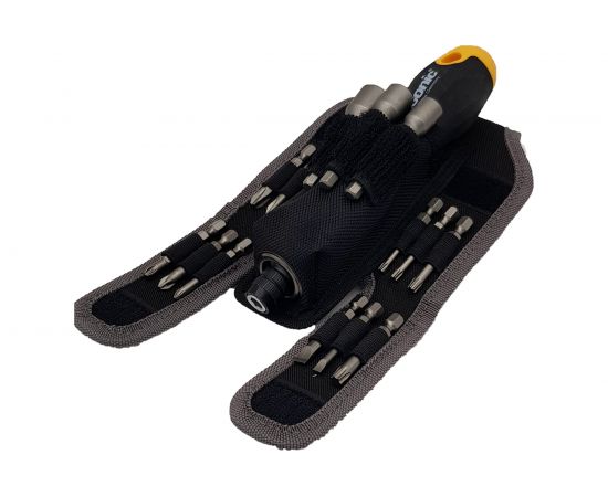 Трещотка Felo Ergonic K 1/4, поворотная, с набором бит в чехле, 16 предметов 06071604 – изображение 3