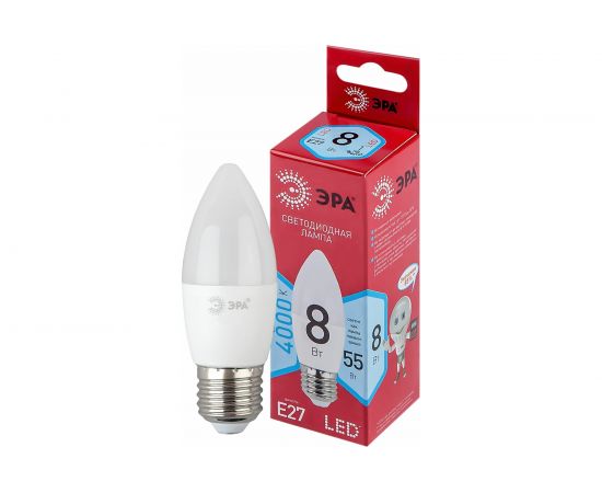 Светодиодная лампочка ЭРА RED LINE LED B358W840E27 R E27 / Е27 8 Вт свеча белый свет Б0050695 – изображение 3