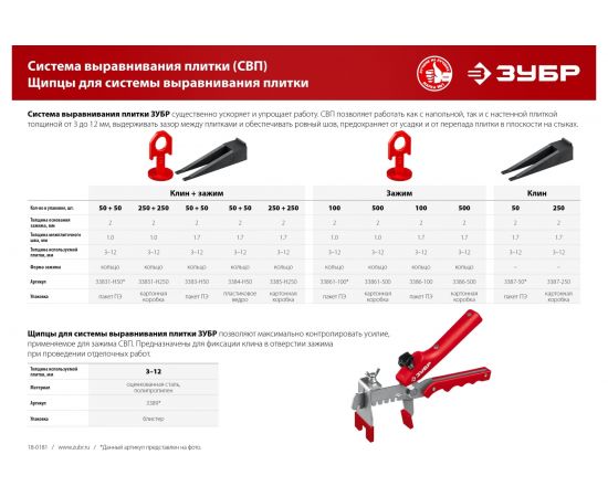 Зажим для системы выравнивания плитки СВП ЗУБР 500 шт, 1 мм 33861-500 – изображение 3