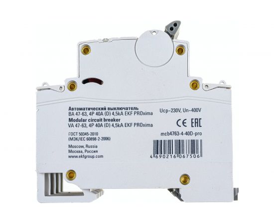 Автоматический выключатель EKF PROxima ВА 47-63, 4P, 40А, 4,5kA, SQ mcb4763-4-40D-pro – изображение 3