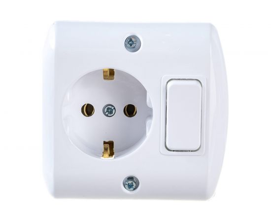 Розетка с заземлением NE-AD 16A, 250В и выключателем 10А*250В,IP20 Белый,1/25/250, 1015-A – изображение 4