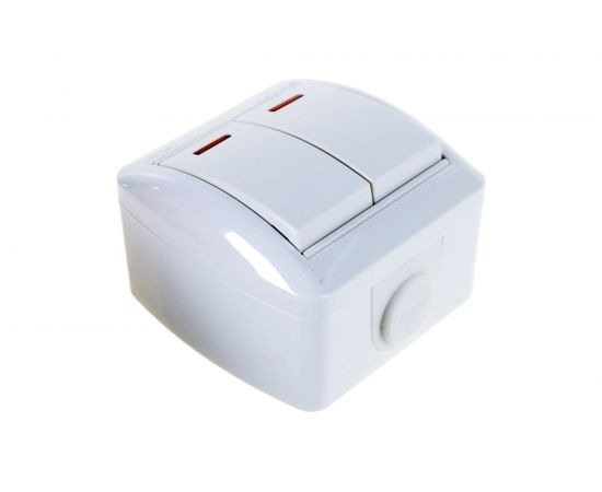 Двойной выключатель Lezard NATA с подсветкой, белый 710-0200-112 – изображение 4