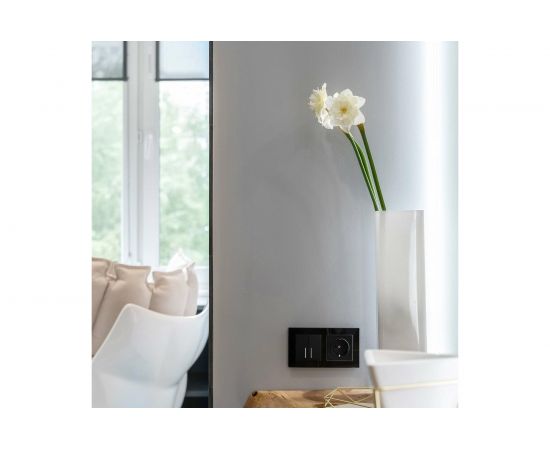 Выключатель WERKEL двухклавишный с подсветкой черный матовый W1120108 a051619 – изображение 4