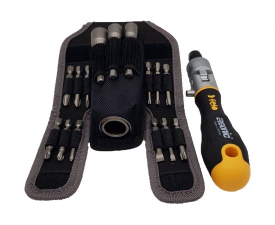 Трещотка Felo Ergonic K 1/4, поворотная, с набором бит в чехле, 16 предметов 06071604 – изображение 4