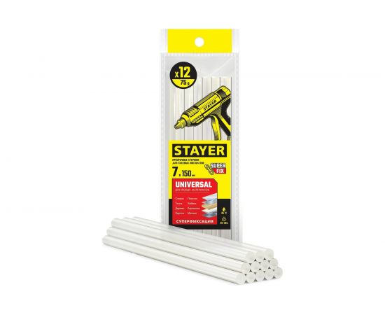 Прозрачные универсальные клеевые стержни STAYER Universal 12 шт, 7х150 мм 06817-12 