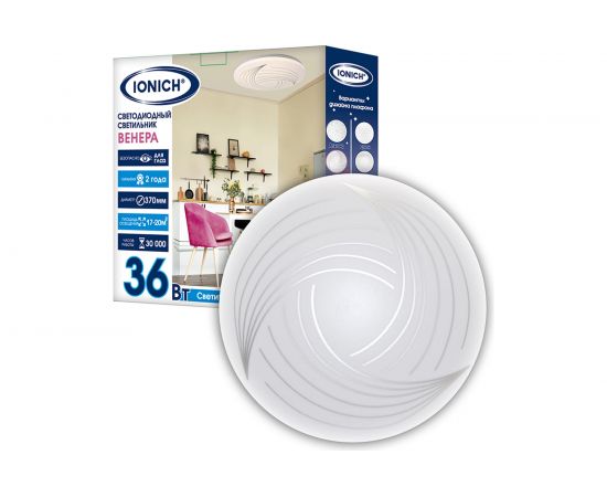 Светодиодный декоративный светильник IONICH Венера серия 2218, 36 Вт 2500 Лм 230 В 6500 К 370 мм IP20 1751 