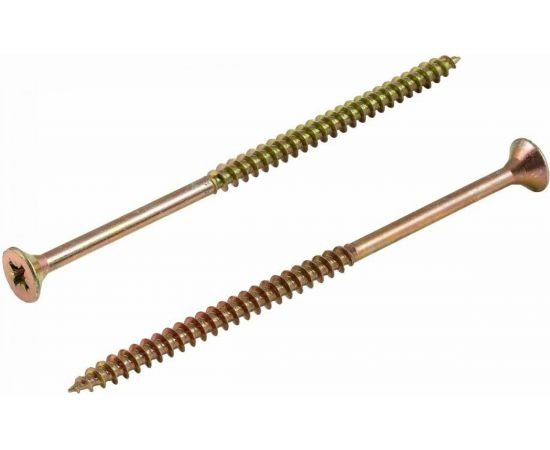 Универсальный саморез КВАДРА 5x80 желтый, потайная голова, цинк, кор. 200 шт. 504080001200 