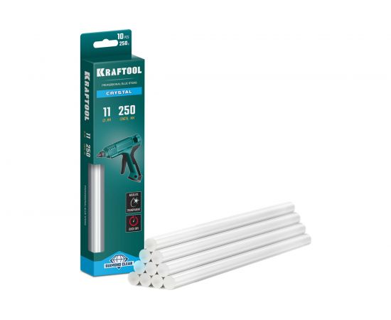 Кристально прозрачные клеевые стержни KRAFTOOL Crystal 10 шт, 11x250 мм 06846-10 