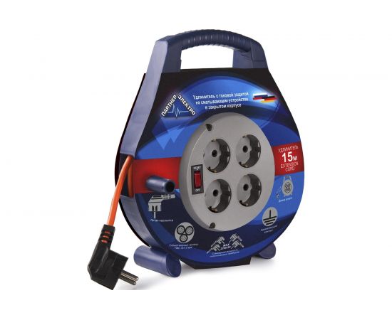 Удлинитель в закрытом корпусе Партнер-Электро CompactLine с/з с выкл. ПВС 3х1 10A 15м UC105C-415DB 