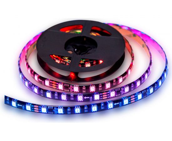 Комплект адресной ленты Apeyron 24В, 14,4Вт/м, smd5050, 60д/м, IP65, подложка 10мм(черная), 2м, RGB/ 10-97 