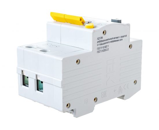 Дифференциальный автоматический выключатель тока IEK АД-12М C, 63A, 30mA, тип A, 4.5kA, 2п, 4модуля MAD12-2-063-C-030 – изображение 2