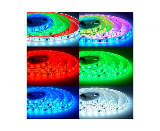 Комплект цифровой светодиодной ленты Apeyron 12В, 14,4Вт/м, smd5050, 60д/м, IP65, подложка 10мм/белая, 2м, rgb 84ЦЛ – изображение 2