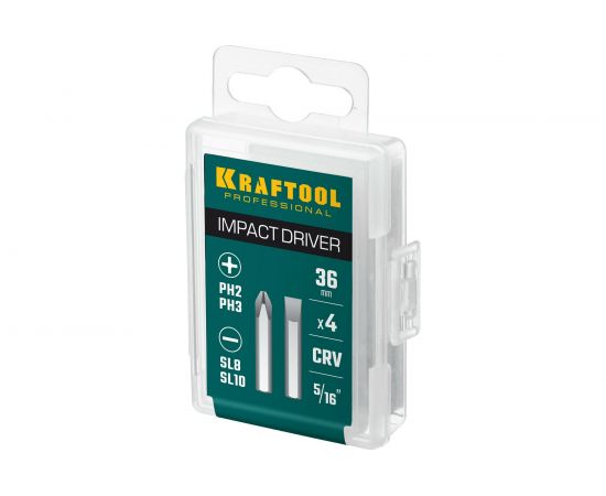 Биты KRAFTOOL 4 шт, 36 мм для ударной отвертки 25551 – изображение 2