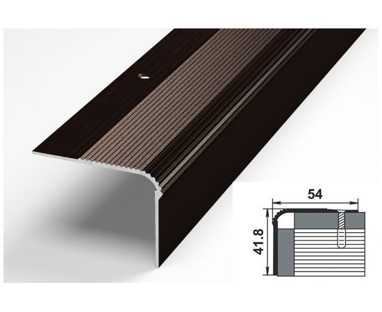 Порог угловой алюминиевый ЛУКА (5 шт, 54х41,8 мм, 2,7 м, декоративный, Дуб венге) УТ000023402 – изображение 2