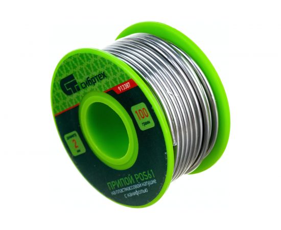 Припой с канифолью на пластмассовой катушке POS61 (2 мм; 100 г) СИБРТЕХ 913387 – изображение 3